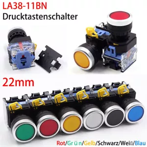 LA38 22mm Druckschalter Tastend / Rastend Drucktaster Schließer Öffner 440V 10A - Bild 1 von 18