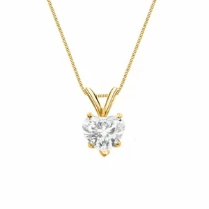 F/VVS IGI Certified 2 Ct Heart Shape Lab Grown Diamond Necklace 14K Yellow Gold - Picture 1 of 1
