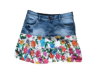 Desigual Mujer Falda Vaquera Talla XL W 34-38 L 18 Azul Multicolor Floral Foto 1 de 4