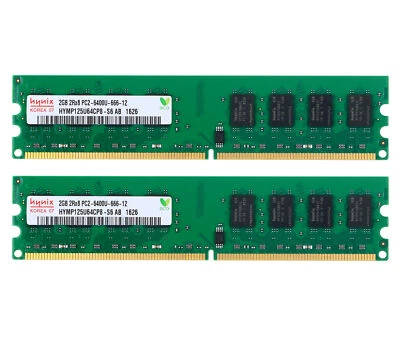 4GB Hynix 2PCS 2GB 2RX8 DDR2 800MHz PC2-6400U 240PIN DIMM RAM Desktop Memory @SD - Image 1 of 4