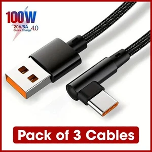 90 DEGREE Right Angle USB Type C Fast Data Sync Charger Charging Cable Lead Wire - Picture 1 of 14