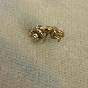 Vtge 14k Yellow Gold Diamond Panther/jaguar Leaping Animal Pin/Brooch Charm Rare - Picture 1 of 9