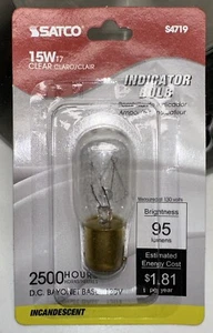 Satco S4719 130V DC Bayonet Base 15-Watt T7 Light Bulb, Clear - Picture 1 of 2