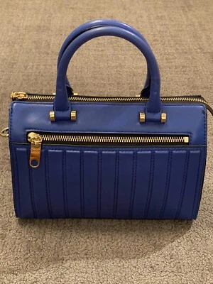 New With Tags Milly Designer Leather Handbag Blue w/Gold Hardware - Image 1 of 4
