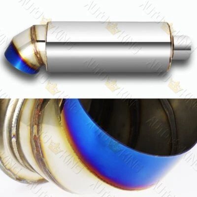 UNIVERSAL 4" CUTTER KNIFE BURNT TIP 2.5" INLET STAINLESS STEEL EXHAUST MUFFLER - Image 1 of 4