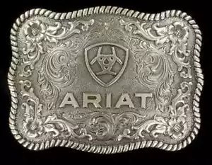 Ariat Western Gürtelschnalle gewelltes Logo rechteckig silber A37006 - Bild 1 von 2