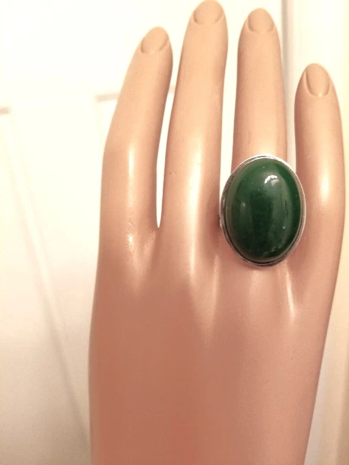Anillo Jade 18 x 25mm Jade Natural en Plata Inoxidable o Acero Inoxidable 18K GP Foto 1 de 4