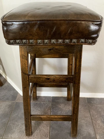 Rare Vintage Jamestown Lounge Co Oak/ Leather Swivel Bar Stool #2 Cover