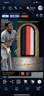 DIGITAL Topps Bunt Museum Collection 24 Ivan Rodriguez Gold Jumbo Patch Sig - Image 1 of 2
