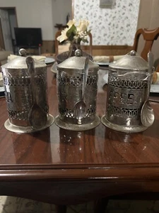 Leonard Silver Plate Coffee, Tea Canister & Sugar w/Spoons. 6 Pc. No liners. - Picture 1 of 5
