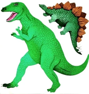 **VINTAGE** SUPER MAXI MYLAR DINOSAUR Sandylion Stickers - 1 sheet - Picture 1 of 1