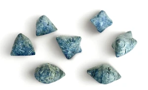 Set of 7 Chumpi Peruvian Shaman Healing Stones, Hand Carved Green/Gray Stone - Picture 1 of 5