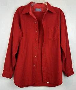 Vtg Pendleton Shirt Womens L Red Virgin Wool Button Up Holiday Christmas Read - Picture 1 of 10