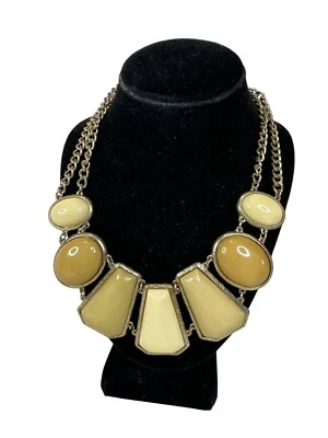 Коренастый желтый и бежевый нагрудник заявление ожерелье золотистый омар застежка богемное - Изображение 1 из 4