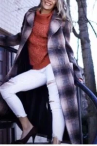 91 PENDLETON Aurora Plaid Wool Blend Wrap Coat Long Belted Double Breasted S - Picture 1 of 16