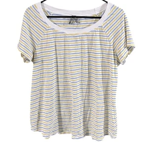 T-shirt donna Anthropologie gialla e bianca taglia large usata in ottime condizioni - Foto 1 di 5