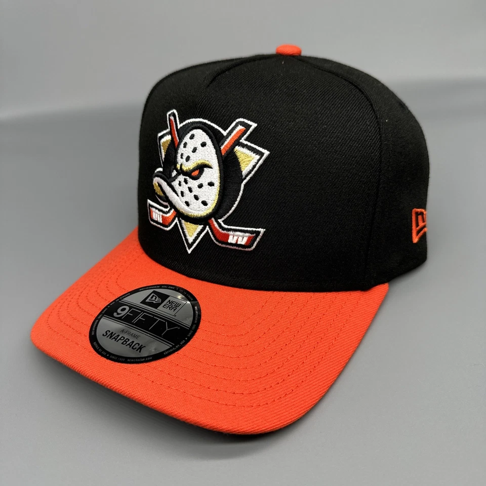 Anaheim Mighty Ducks New Era 9Fifty Marco A Ajustable SnapBack Sombrero Negro/Naranja Foto 1 de 4