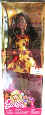 Muñeca afroamericana Barbie Holiday Mattel 2071 en vestido de acebo dorado #ftf79 -nueva en caja Foto 1 de 4