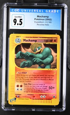 2002 Pokemon Expedition Reverse Holo Machamp #51 CGC 9.5 BLUE LABEL GEM MINT 10 - Image 1 of 2