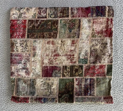 Pottery Barn Callen Pillow Cover 22x22 Printed Patchwork Linen Blend Zip Closure - Image 1 of 4