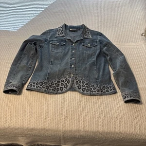 Christine Alexander Classic Rhinestone Denim Jacket- Women's Large - Picture 1 of 23