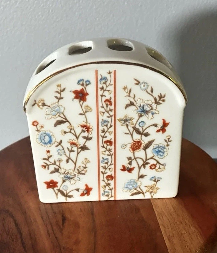 Винтажный цветочный фарфоровый держатель для зубной щетки — керамическая отделка золотом декор для туалетного столика - Изображение 1 из 4