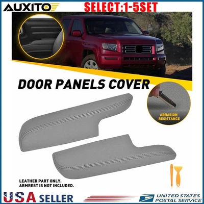Cubiertas de reposabrazos de puerta delantera de cuero gris para Honda Ridgeline 2006-2014 2-10X Foto 1 de 4