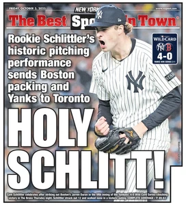 Cam Schlittler New York Yankees Rookie Holy Schlitt! Rocks Sox NY Post 10/2 2025 - Bild 1 von 2