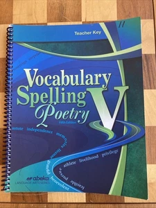 Abeka Vocabulary Spelling Poetry V. Teacher Key. Grade 11. Fifth Edition. - Picture 1 of 5