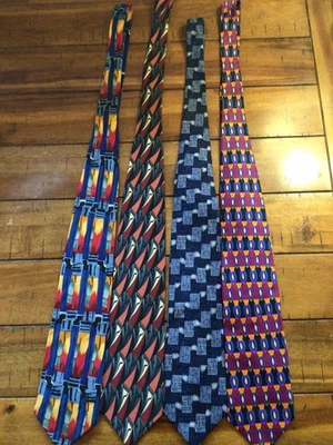 Lot of 4 Mens Ties Neckties Cocktail Collection Vodka Beer Wine Silk - Image 1 of 4