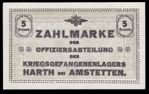 i-010249 Austria-Hungary 5 Kronen 1918. POW Camp Harth bei Amstetten UNC - Picture 1 of 2