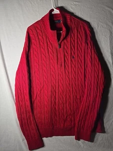 Polo Ralph Lauren Men's Red Big & Tall Cable Knit Cotton 1 4-Zip Sweater, 2XXL - Picture 1 of 7