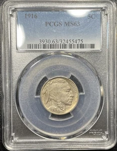 1916 Buffalo Nickel 5c PCGS MS63 Uncirculated - Picture 1 of 4