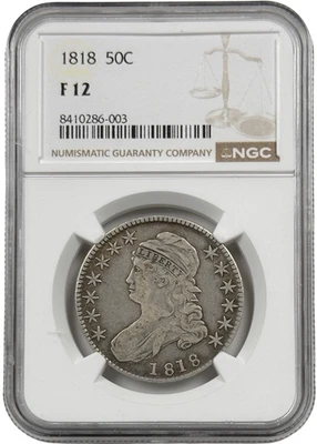 1818 Capped Bust Half Dollar Silver 50c NGC Fine 12 - Image 1 of 2