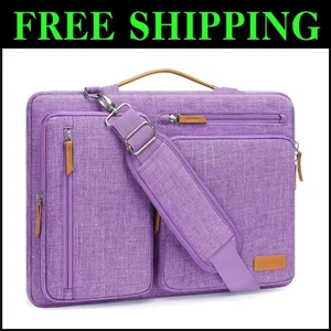 Multi-Pocket 17.3 Inch Laptop Bag with Adjustable Strap and Trolley Belt - Lilac - Afbeelding 1 van 9
