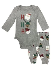 Carters Infant Boys Gray Ho Ho Ho Christmas Bodysuit & Pants Outfit Newborn - Picture 1 of 1