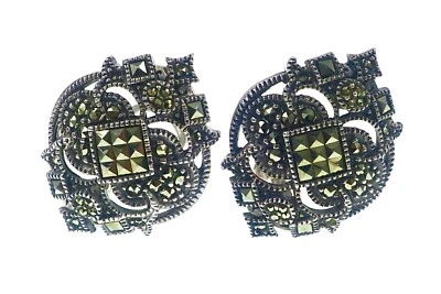 Pendientes de marcasita Judith Jack de plata de ley con respaldo de Omega Foto 1 de 3