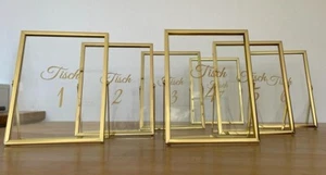 7 GOLDENE Tischschilder "Tisch 1 - Tisch 7" Tischnummern Hochzeit Metall H 21 cm - Bild 1 von 10