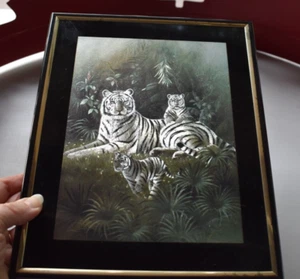 Vintage WHITE TIGER Holographic 8x10 Metallic Foil Print - Epcot Center Florida - Picture 1 of 5