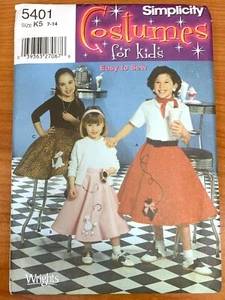 Simplicity 5401 Easy to Sew Halloween Costume Child's Poodle Skirt Size 7-14 FF - Picture 1 of 2