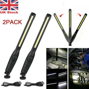 2 Pack Magnetic COB Work Light LED Torch Inspection Garage Lamp USB Rechargeable - Picture 1 of 14