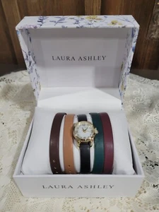 Laura Ashley Womens Mini Case Strap Watch Set with 5 Interchangeable Straps - Picture 1 of 6