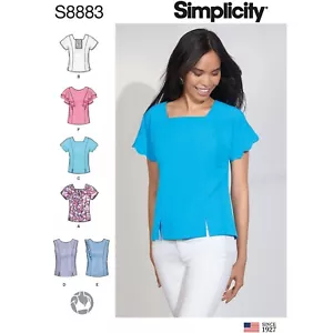 SIMPLICITY 8883 MISSES TOPS Sewing Pattern Sizes 6-14 & 16-24 Short Sleeved - Picture 1 of 5
