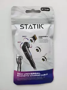 Statik 360 Rotating Magnetic Charging Cable - Magnetic USB C Charging Cable 3ft - Photo 1 sur 2