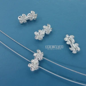 4 Massive Sterlingsilber 2 Strang Floral Perlen Stab Abstandshalter 4,8 x 8,8 mm #33068 - Bild 1 von 2