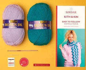 Sirdar Kith & Kin Zig Zag Bufanda Crochet Kit - Kit para principiantes - Imagen 1 de 3