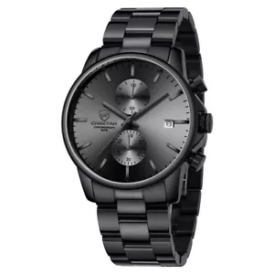 Fashion Business Mens Watches with Stainless Steel Waterproof Chronograph Quartz - Picture 1 of 6