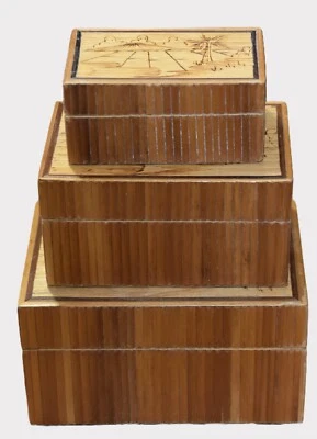 PHILIPPINES Nesting Stacking Trinket Jewelry Box Set of 3 - Image 1 of 4