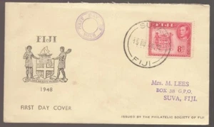 1948 FIJI King GEORGE 8d Red FDC - Bild 1 von 1