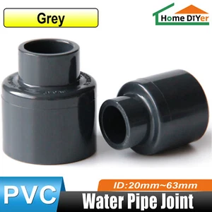 PVC Reducing Straight Connectors Socket Water Pipe Reducer Coupling Adapter Grey - Picture 1 of 22